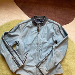 Blue Leather Biker Jacket Wilson